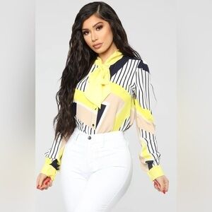 Striped Yellow and Black Women's Blouse